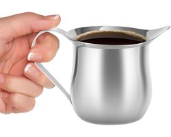 Melkopschuimer Beker - Melkkan Opschuimen - Latte Art Maken - Roestvrijstaal Ontwerp - 240ml - Zilver