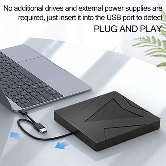 Externe DVD Brander - Dvd-speler Laptop - Films Kijken - Dubbele Poorten - Compact Formaat - Zwart — afbeelding 5