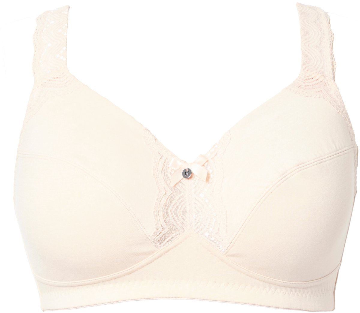 Ulla Popken Dames - Softbeha kanten detail zonder beugels - Lichtbeige