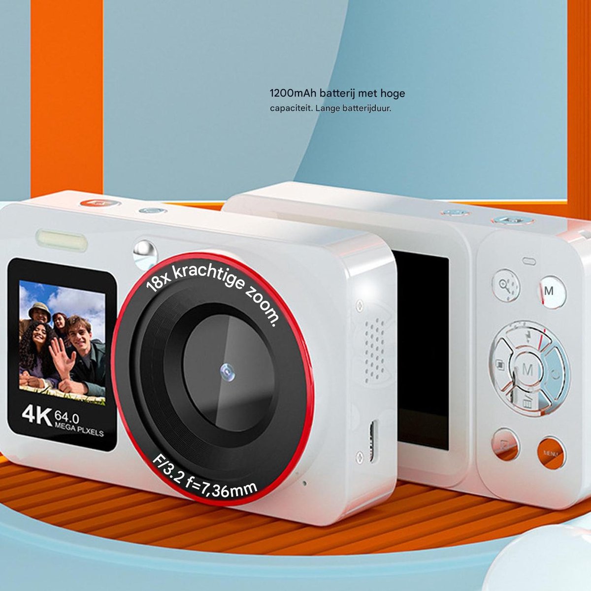 carmdering - Digitale Camera - 4K Camera - 64MP foto's, 2,8 inch dubbel scherm, 18x zoom thumbnail 3