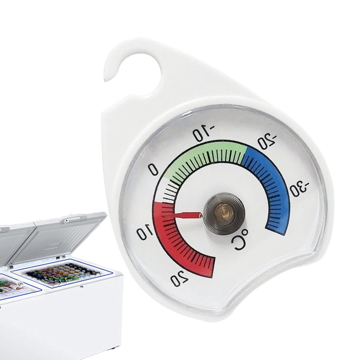 Temperatuur Meetinstrument - Koelkast Vriezer - Voedsel Bewaren - Batterijvrij Ontwerp - 6 x 7 x 0.8 cm - Wit