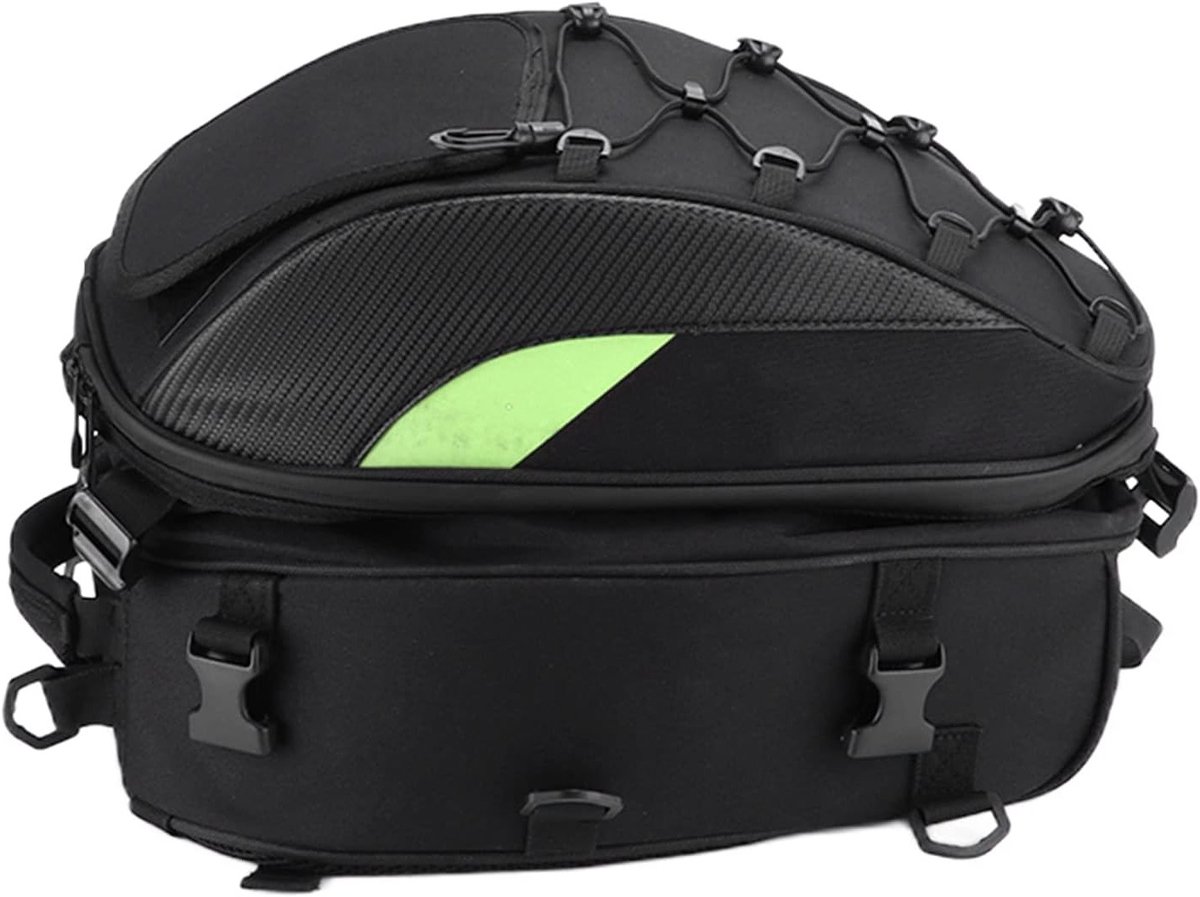 Waterdichte Achterzit Bagage voor Motoren - Reflecterende Helm Tas van Hoogwaardige Ox Stoffen, Universele Pasvorm en Hoge Dichtheid
