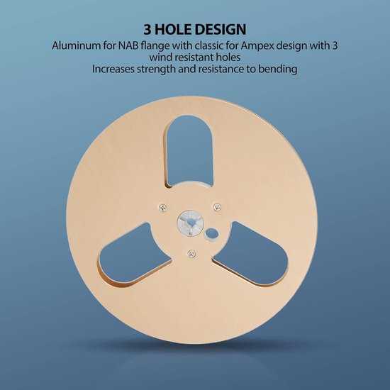 Lege Spoel - Tape Spoel Reel Spoel - Muziek Opnemen - 3 Gaten Ontwerp - 7 Inch - Goud — afbeelding 2