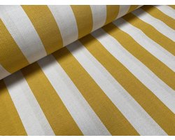 Stoffen Gestreepte Gordijnstof - Meubelstof Decoratie Stof - Huis Inrichten - Katoen Polyester Mix - 140cm Breed - Mosterdgeel