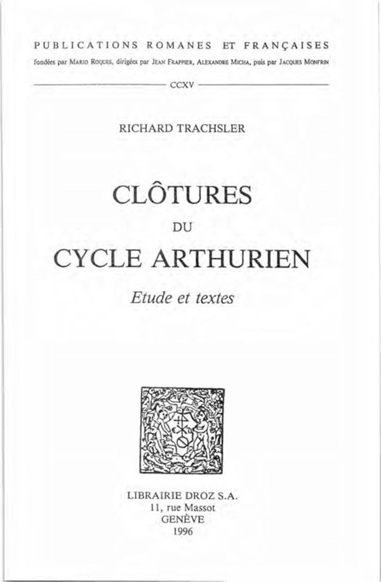 Publications Romanes et Françaises - Clôtures du Cycle Art ... - cover