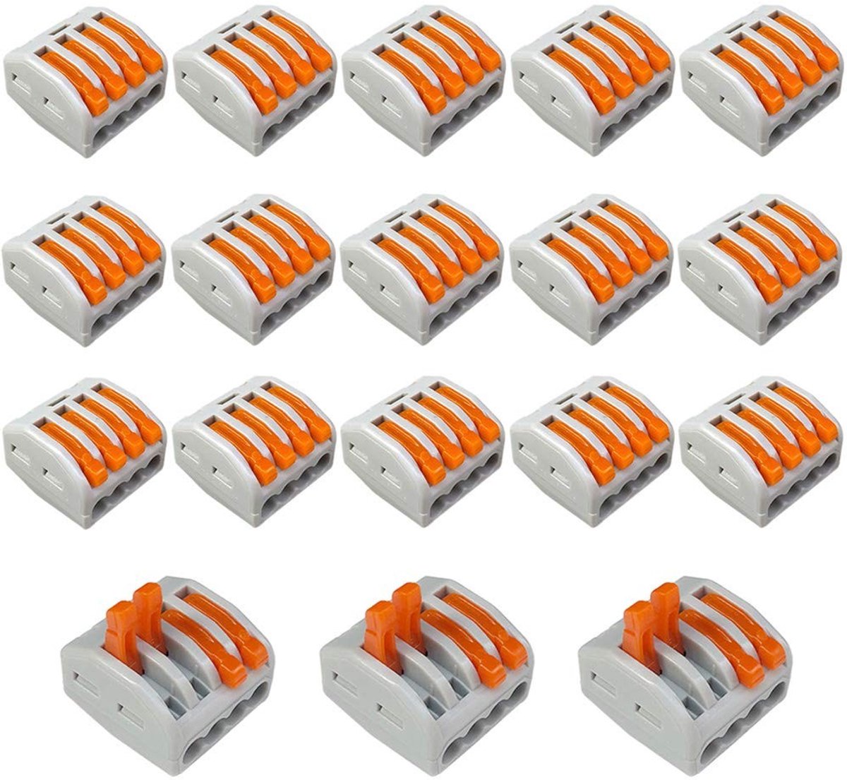 Dailygoody - PCT-214 kabelverbinderset - 4 poorten - Compacte geleiderstekker - Oranje en grijs - Snelkoppeling - Geschikt voor 400 V/32 A
