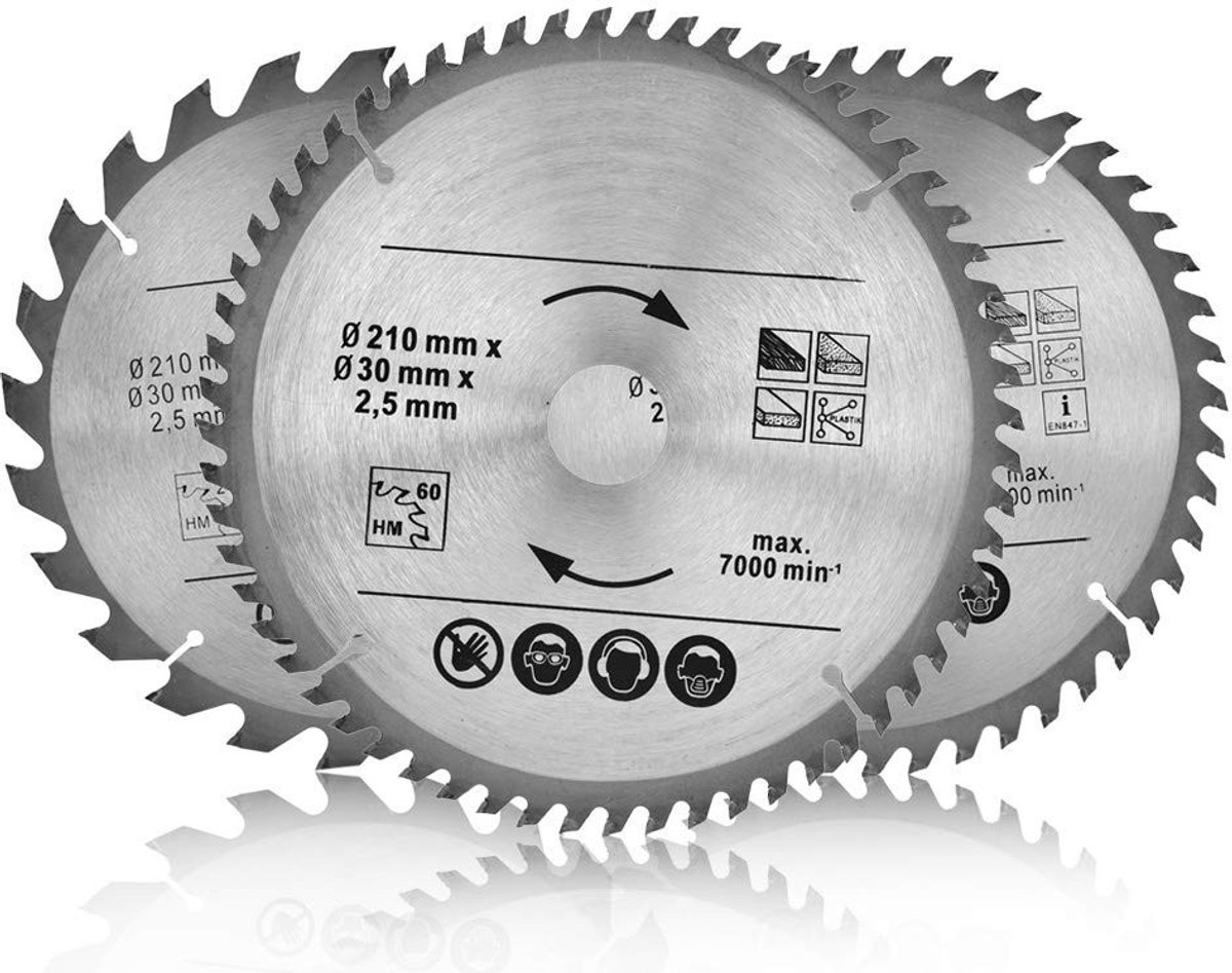 Dailygoody - OmGoods - Dailygoody - Cirkelzaagbladen - Precisiezaag - 210 x 30 mm - 24T/48T/60T - Ultra-dunne sneden - Multifunctioneel - Geschikt voor hout - Zilverkleurig