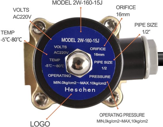 Dailygoody - Solenoid Ventiel - Water - Directe werking - PT 1/2 inch - Gas - Vervangingsventiel - Geschikt voor lucht en gas - Model 2W-160-15J — afbeelding 5