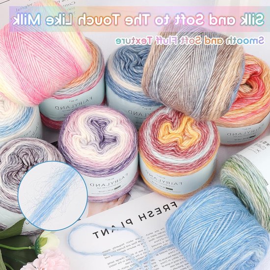 400 g (4 x 100 g) Haakgaren in Blauw en Geel, Duurzaam Katoen voor Breien en Amigurumi, 100% Polyacryl, Perfect voor Creatieve Projecten — afbeelding 2