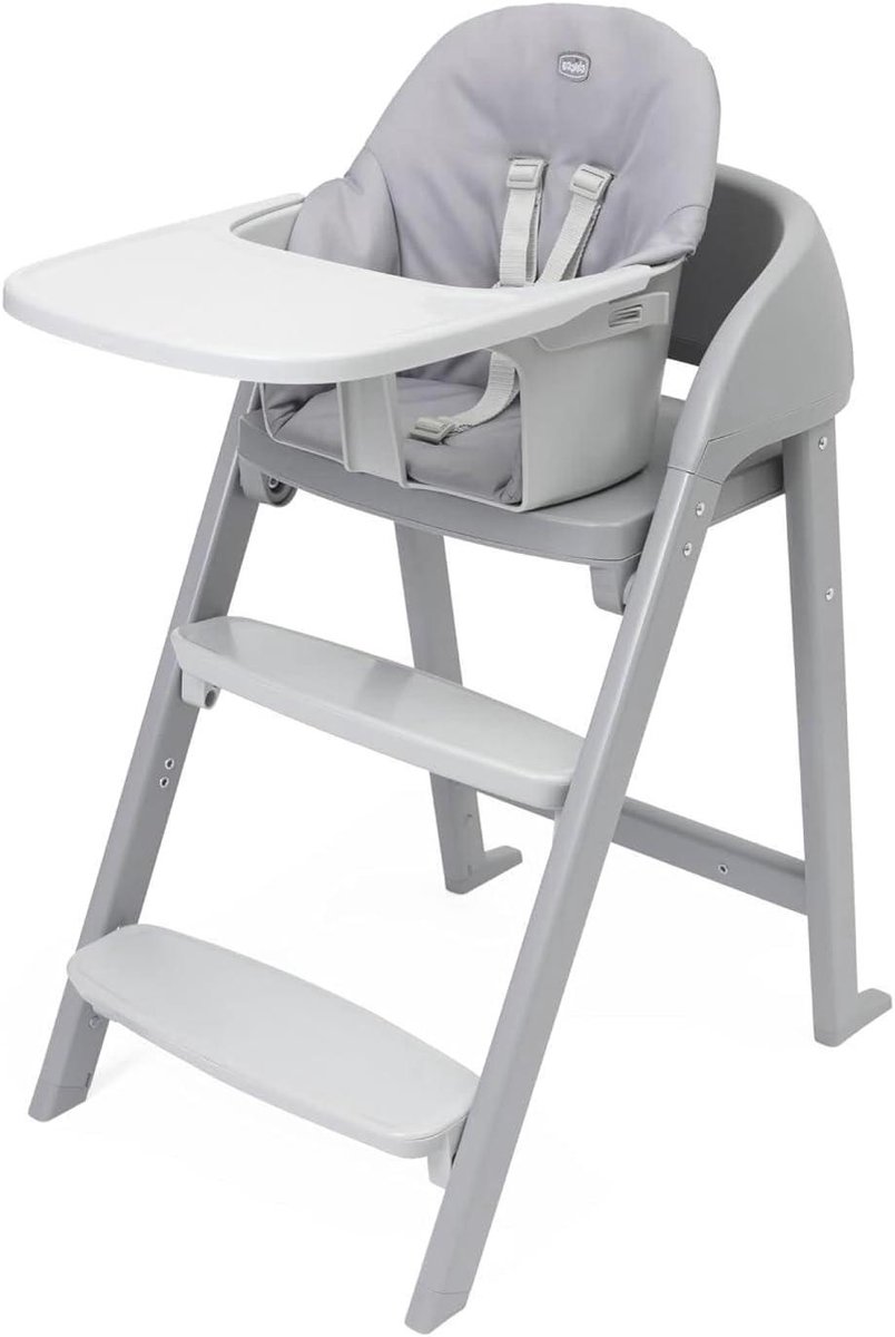 Kinderstoel - Stoel voor baby - Samen eten - Groei mee met kind - 110 cm hoog - Grijs