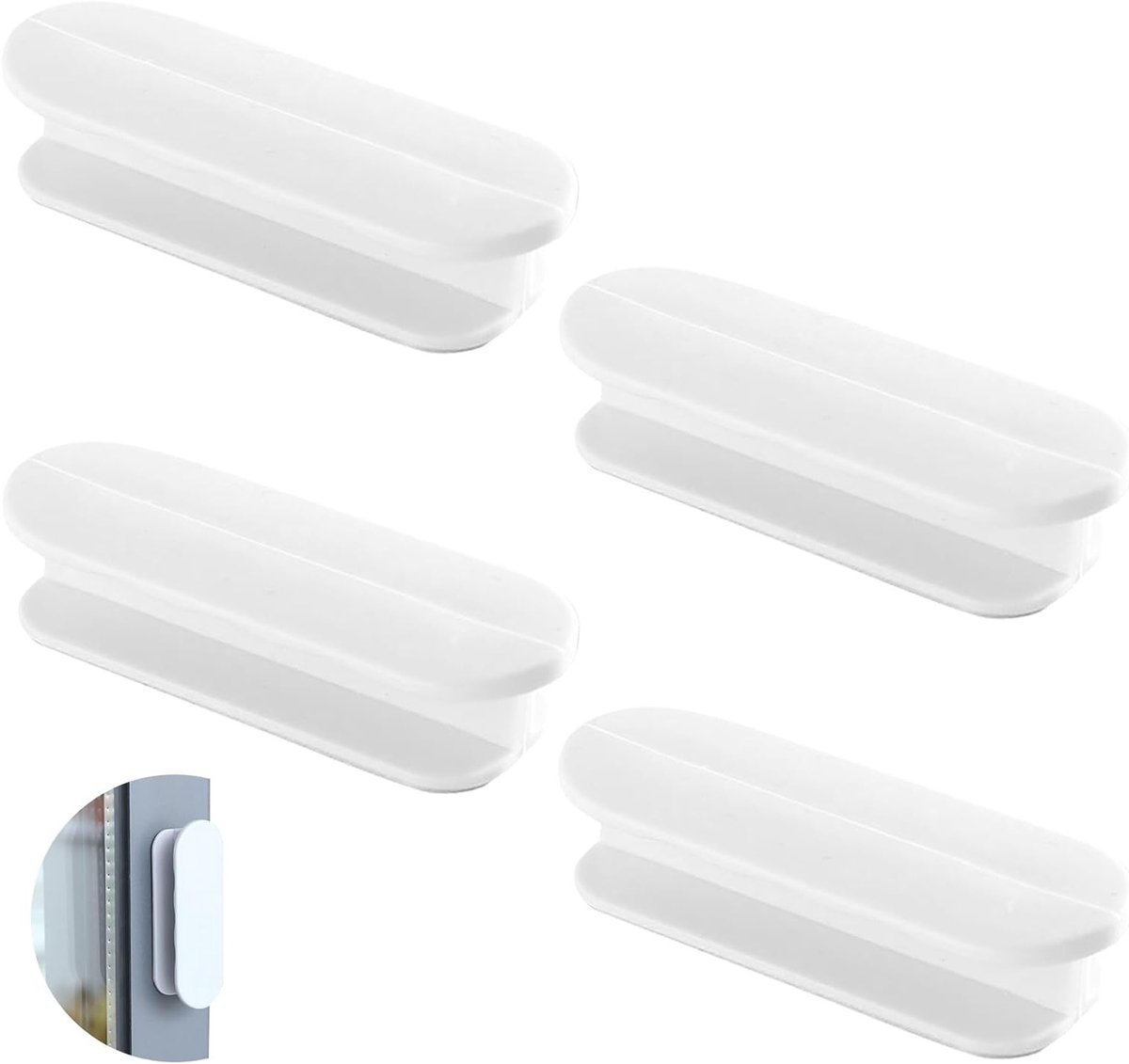 Zelfklevende Deurhendel Set van 4 Stuks, Geen Boren Nodig, Plastic Deurhandgrepen voor Balkon, Raam en Meubels (Wit)