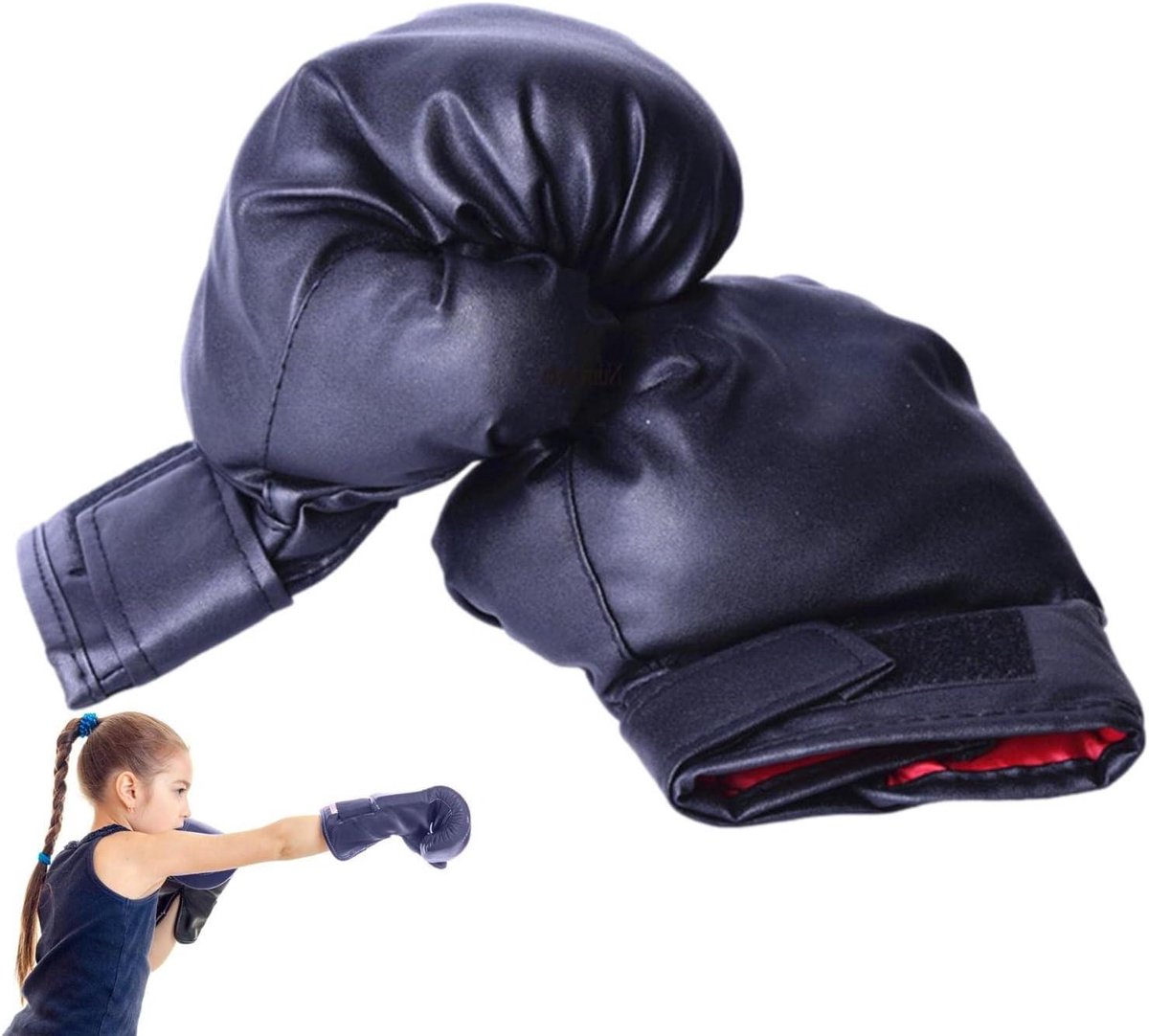Kinder Bokshandschoenen - Jeugd Sparring Handschoenen - Sport Training - Ergonomisch Ontwerp - 23x14cm - Zwart