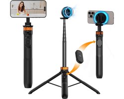 Concept MS19 Magneet Selfiestick & Statief 162 cm – Smartphone Tripod met Afneembare Afstandsbediening – Uitschuifbaar Mobiel Telefoon Statief – Mini Tripod voor Foto & Video