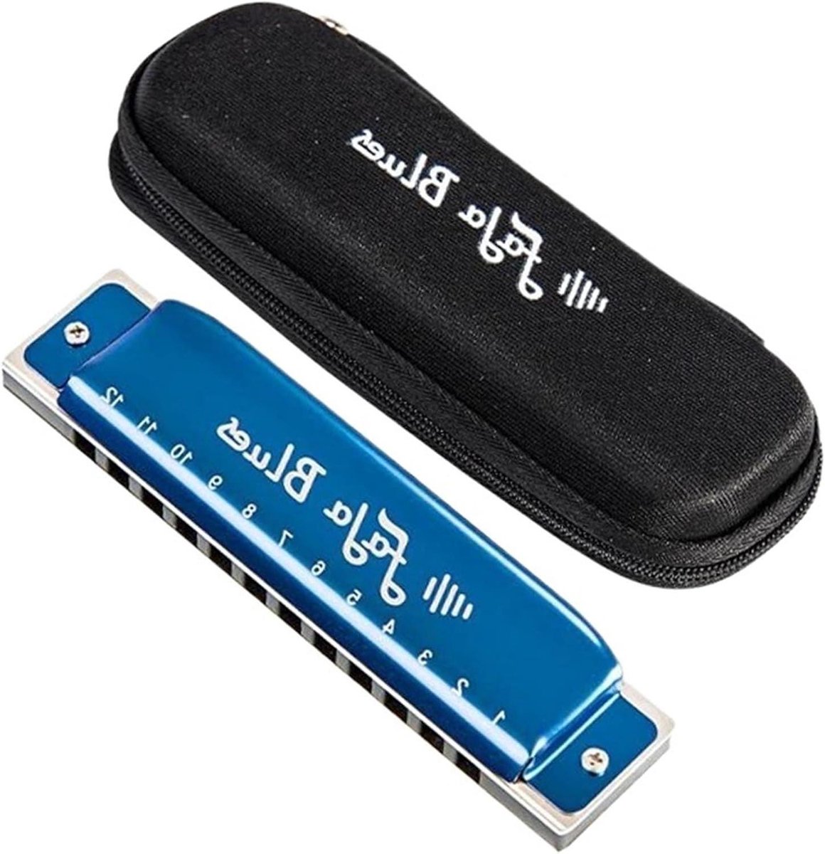 Blues Mondharmonica - Muziek Instrument - Muziek Maken - Fosforbronzen Riet - 12 Gaten - Blauw