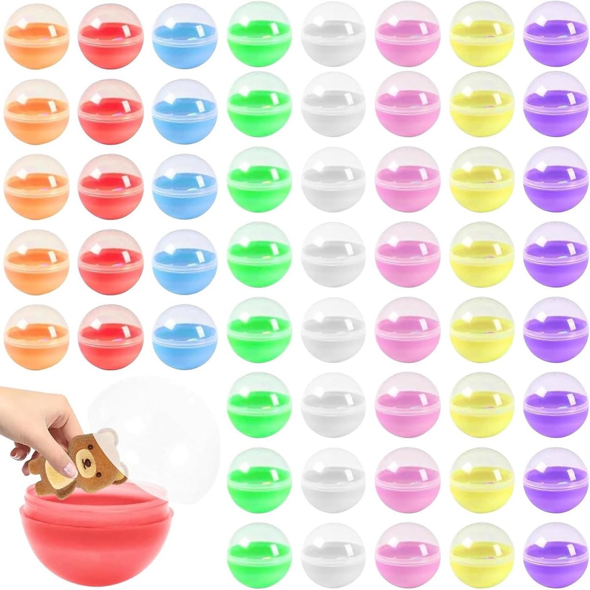 Pack van 100 Transparante Bingo Balls voor Loterij en Feesten, Vulbare Plastic Ballen, Kleine Ronde Capsules voor Spellen en Evenementen
