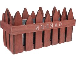 Houten Schutting Plantenbak - Hek Bloempot - Tuin Decoratie - Scandinavische Stijl - 35x18cm - Rood