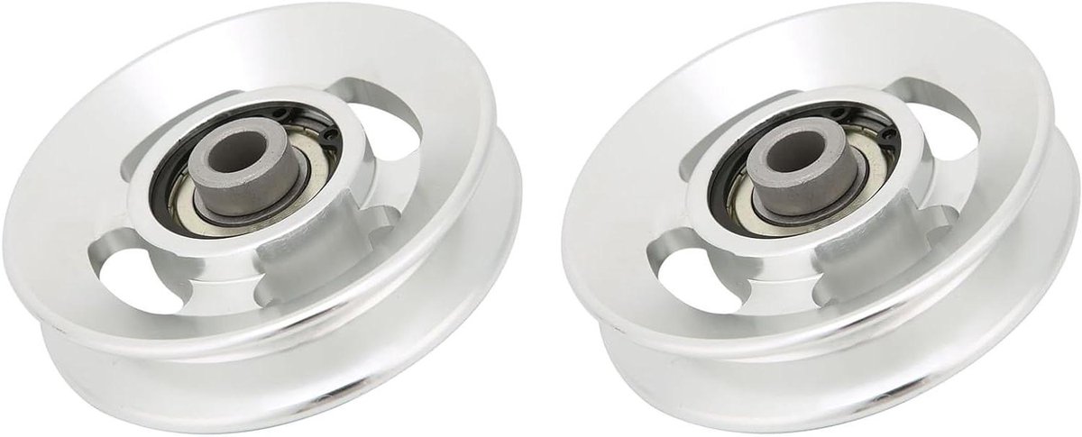 Fitness Katrol Wielen - Poelie Set - Kracht Training - Aluminium Legering - 90mm Diameter - Zilver