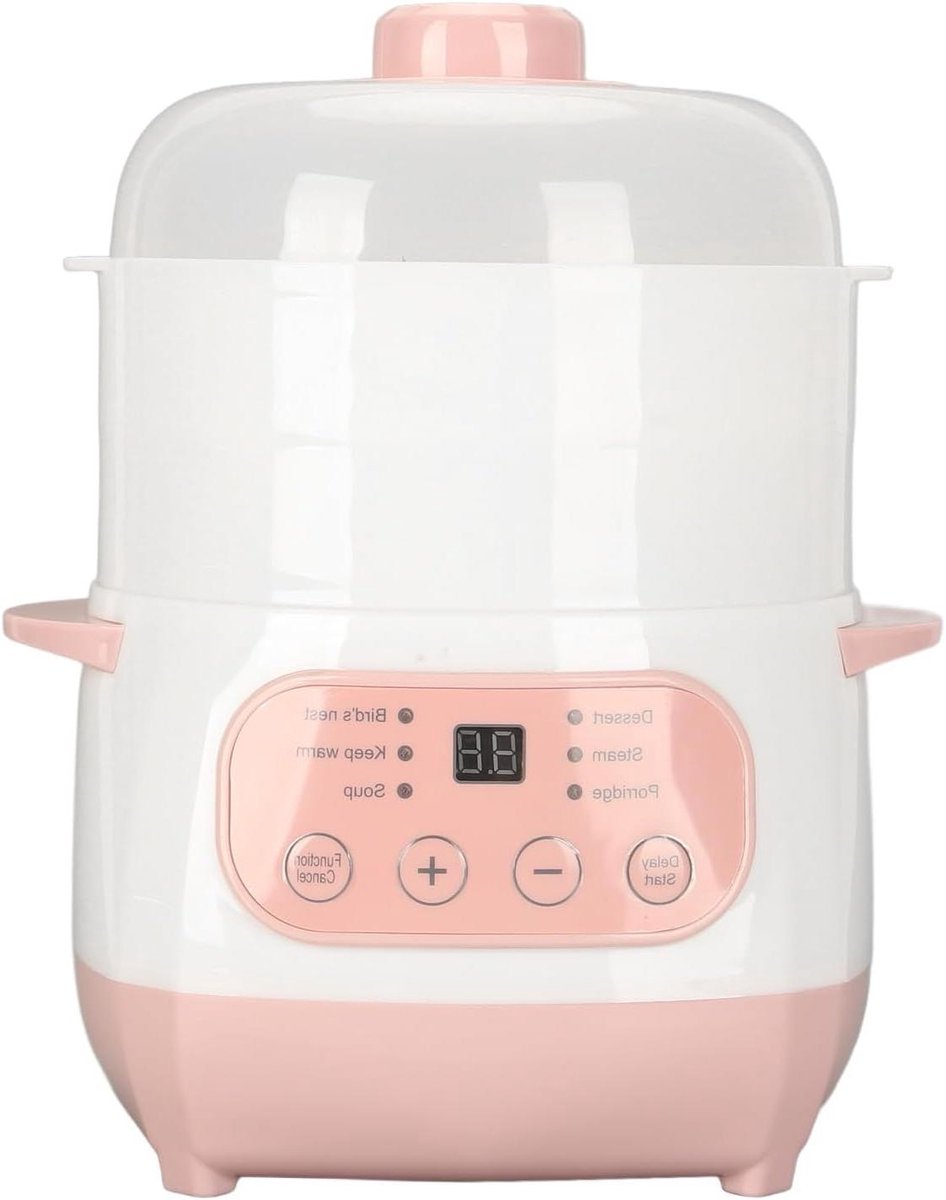 Elektrische Stoofpot - Rijstkoker Stoofpan - Maaltijden Bereiden - Keramische Binnenpan - 1 Liter - Wit