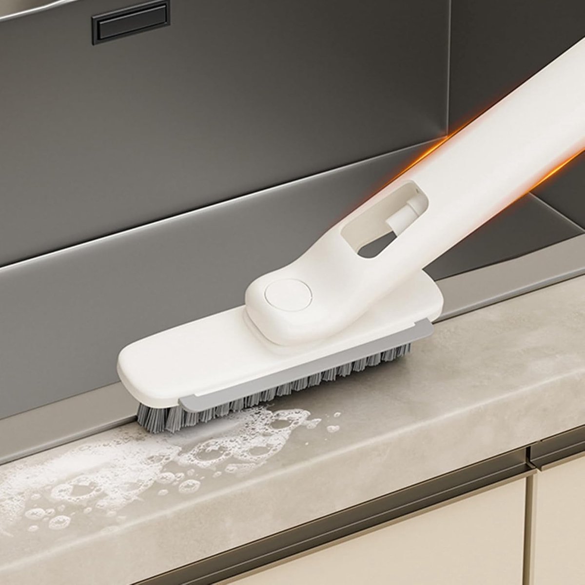 Splijtborstel - Voegenborstel Schrobber - Spleten Reinigen - Draaibare Kop - 24.5 cm - Wit