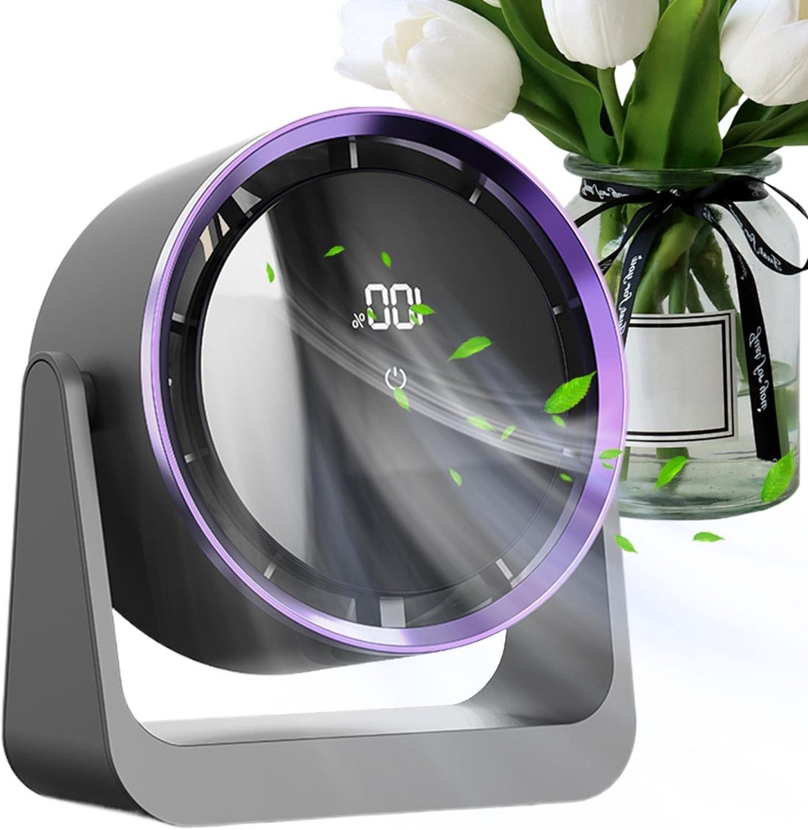 Bureauventilator - USB Ventilator - Persoonlijke Koeling - Stille Motor - 19.1 cm Hoog - Grijs
