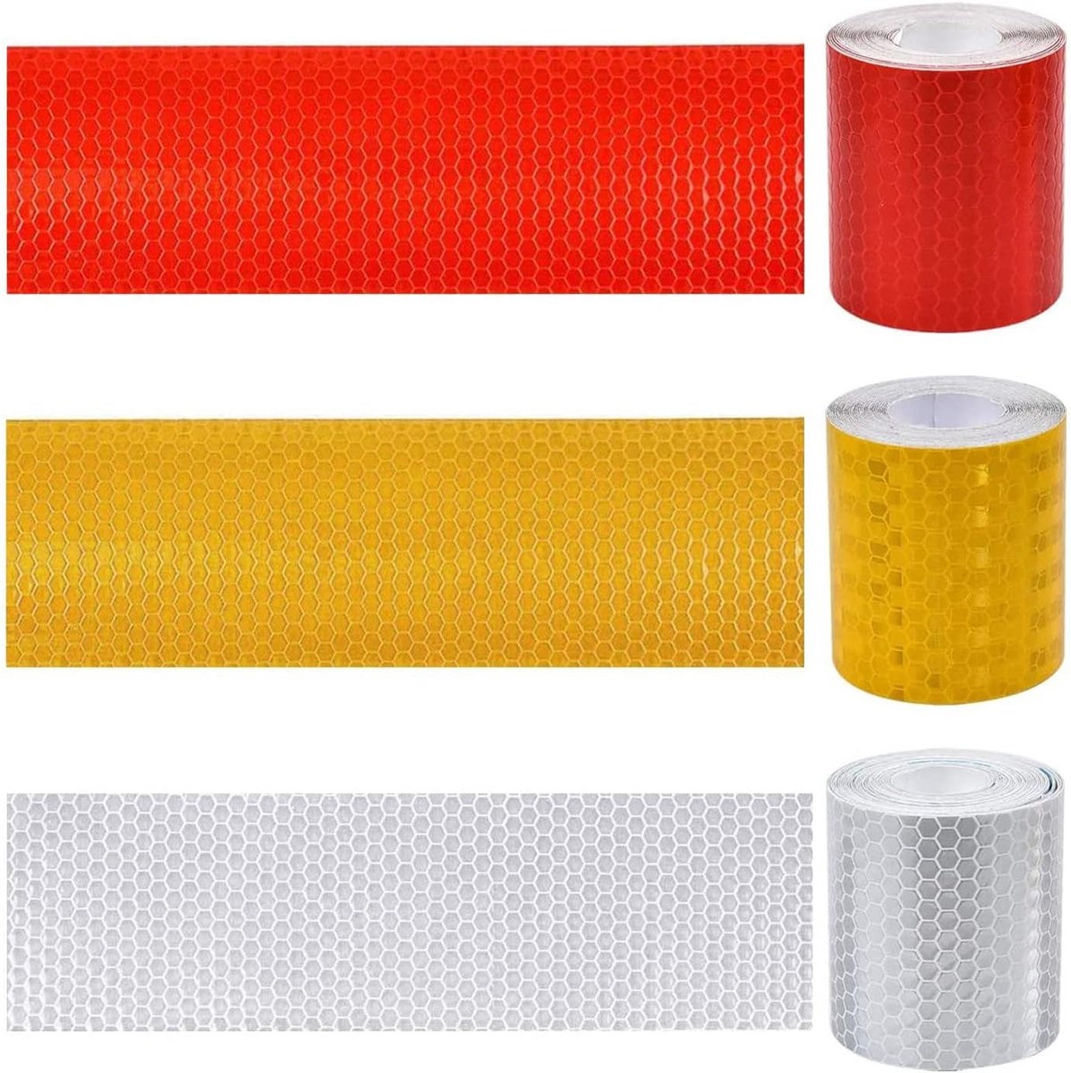 Reflecterende Plakband, 3 Rollen, Zelfklevend, Weerbestendig, Veiligheidsband voor Voertuigen, 5 cm x 3 m, Ideaal voor Waarschuwingssignalen en Markeringen