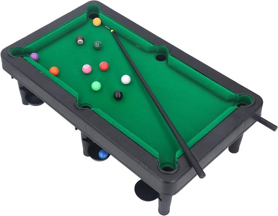 Mini Pooltafel - Compact Biljart - Binnen Spelen - Stevige Kunststof Constructie - 19x11 Inch - Blauw van mini — afbeelding 5