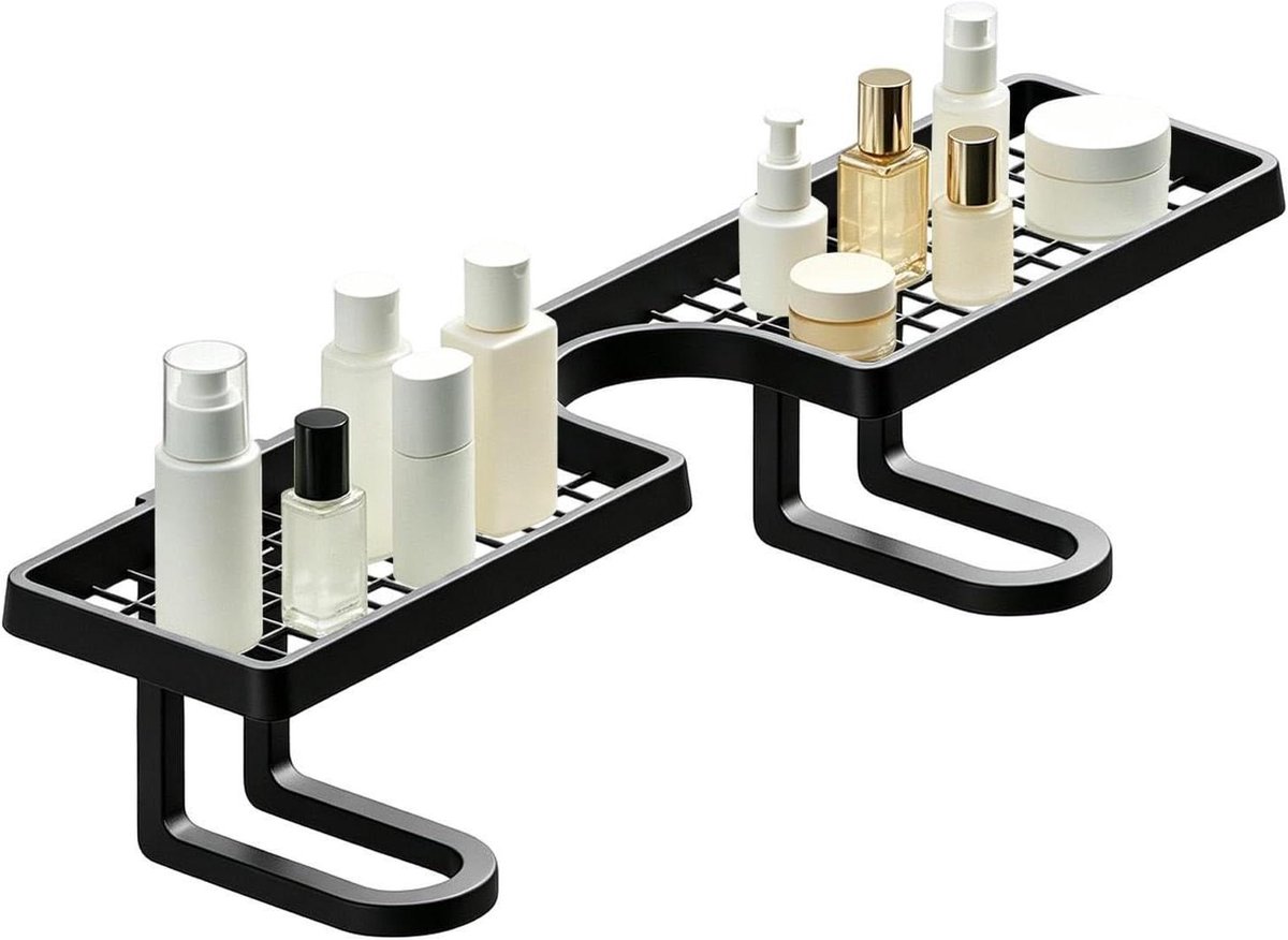 Organizer Boven Kraan - Badkamer Plank - Ruimte Besparen - U-vormige Structuur - 50 cm - Zwart