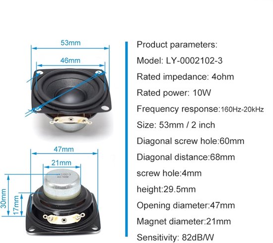 HIFI Muziek Luidspreker - Boekenplank Speaker - Muziek Luisteren - Interne Sterke Magneet - 53mm 10W - Zwart — afbeelding 2