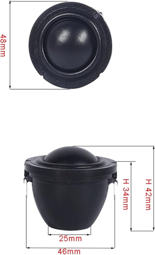Hifi Tweeter Luidspreker - Dome Speaker - Muziek Luisteren - Zijde Film Dome - 1.5 Inch - Zwart — afbeelding 2