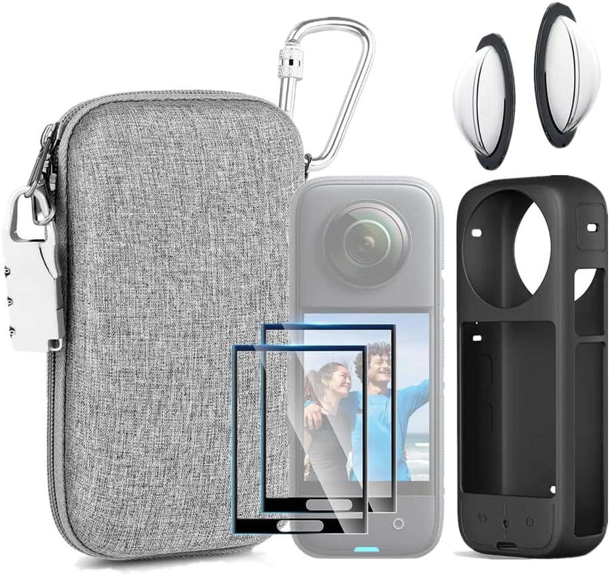 Accessoires Kit - Beschermset Camera - Camera Beschermen - 7-in-1 Voordeelpakket - 7.5 inch x 2 inch - Grijs