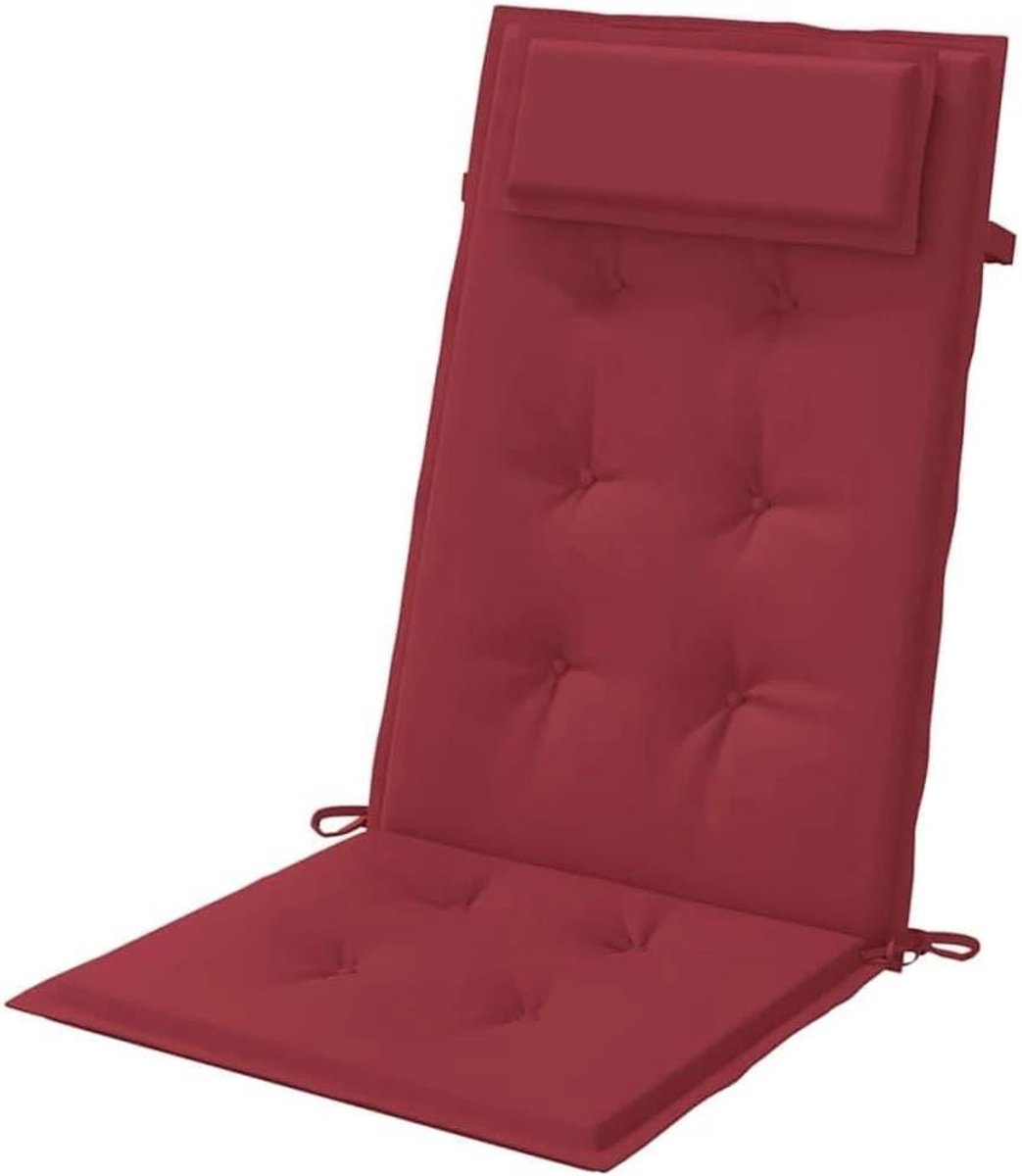 Kussens met hoge rugleuning - Zitkussens Tuinstoel - Buiten Zitten - Waterafstotend Oxford-weefsel - 120 x 50 cm - Wijnrood