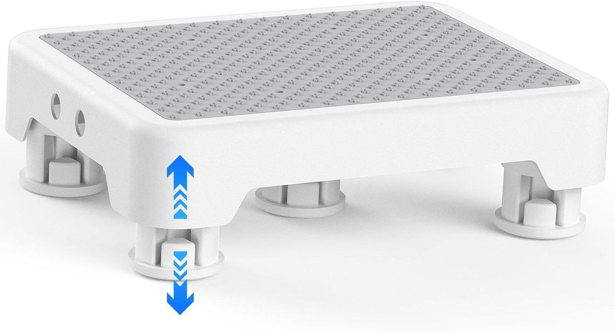 Opstapkruk - Stapelsekruk Krukje - Veilig Staan - Antislip Rubberen Mat - 600 lbs - Witgrijs