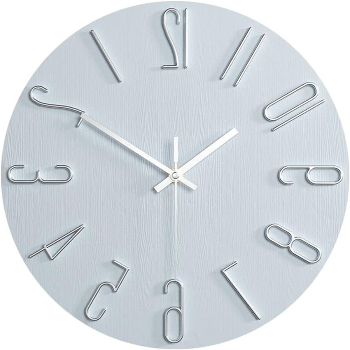 12 Inch Round Non-Ticking Wall Clock, 3D Large Number Modern Quartz, Silent Frameless Ultra-thin Wood Grain Wall - ShopVlot