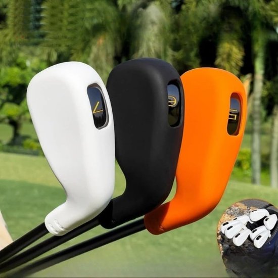 Golf Iron Covers - Club Beschermers - Golfclub Beschermen - Slijtvast Siliconen - 8 Stuks - Wit Zwart Oranje van GOLF — afbeelding 3