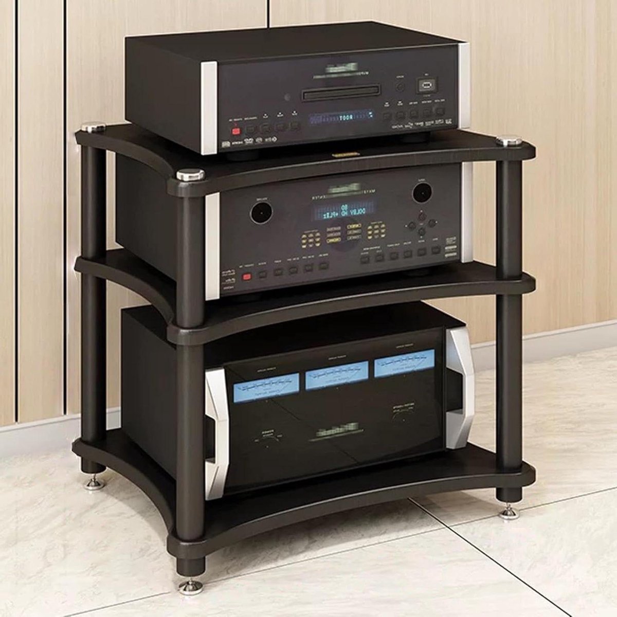 Audiorek - HiFi kast Mediakast - Apparatuur Organiseren - Open ontwerp - 60x62cm - Zwart