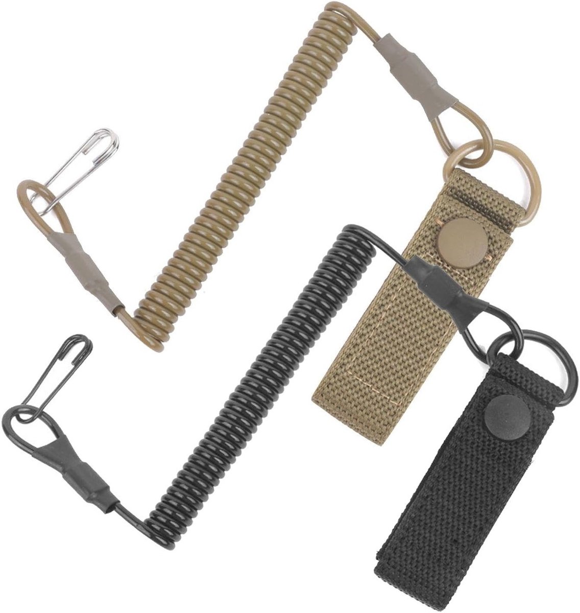 Draagbare elastische lanyard set van 2, ideaal voor bescherming tegen vallen, rugzakaccessoire, zwart