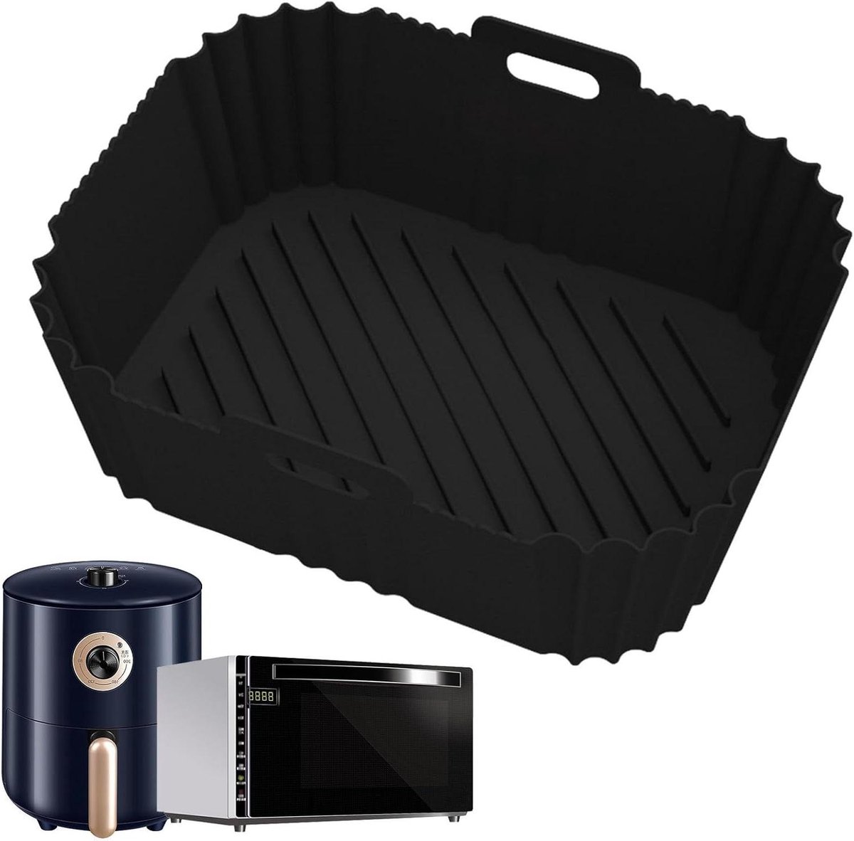 Airfryer Siliconen Inzetstuk Herbruikbare Mand Mat Veiliger Koken Efficiënte Warmteverdeling 18 x 12 x 3.5 cm