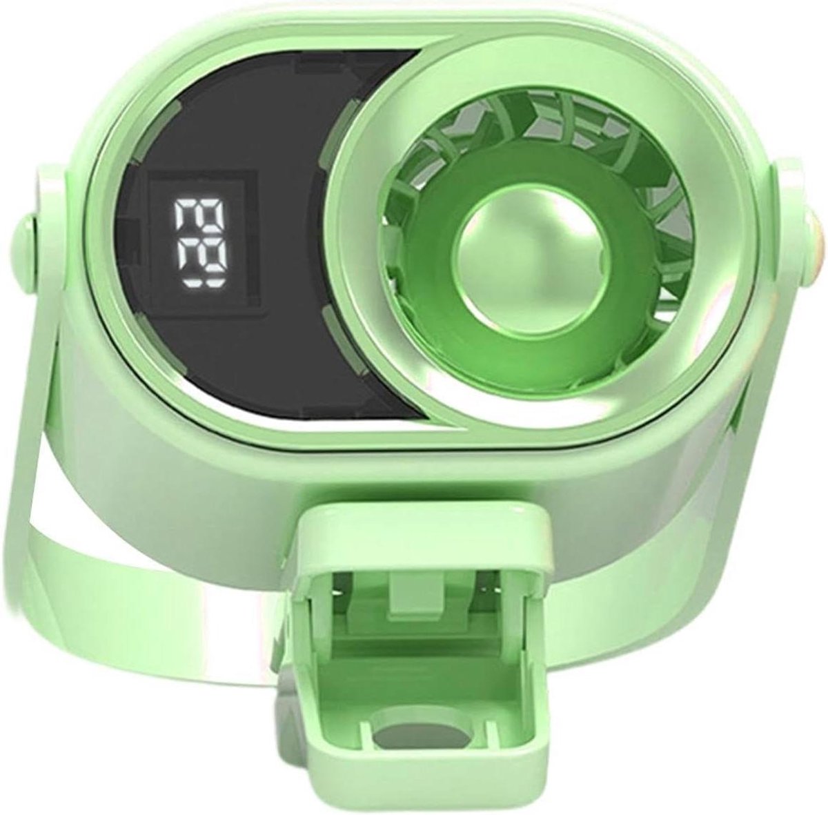 Kleine Clip Ventilator - Persoonlijke Koeler - Persoonlijke Koeling - Met Licht en Band - 6x9x6 cm - Groen
