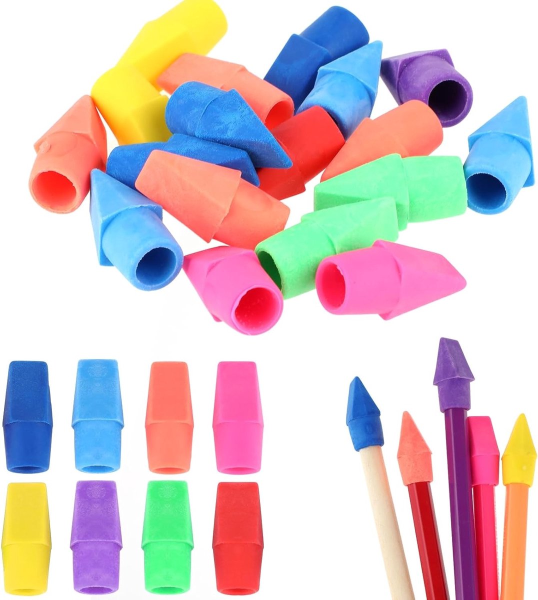 Set van 20 Potloden met Caps en Gum, Perfect voor Thuis, School en Kantoor Gebruik