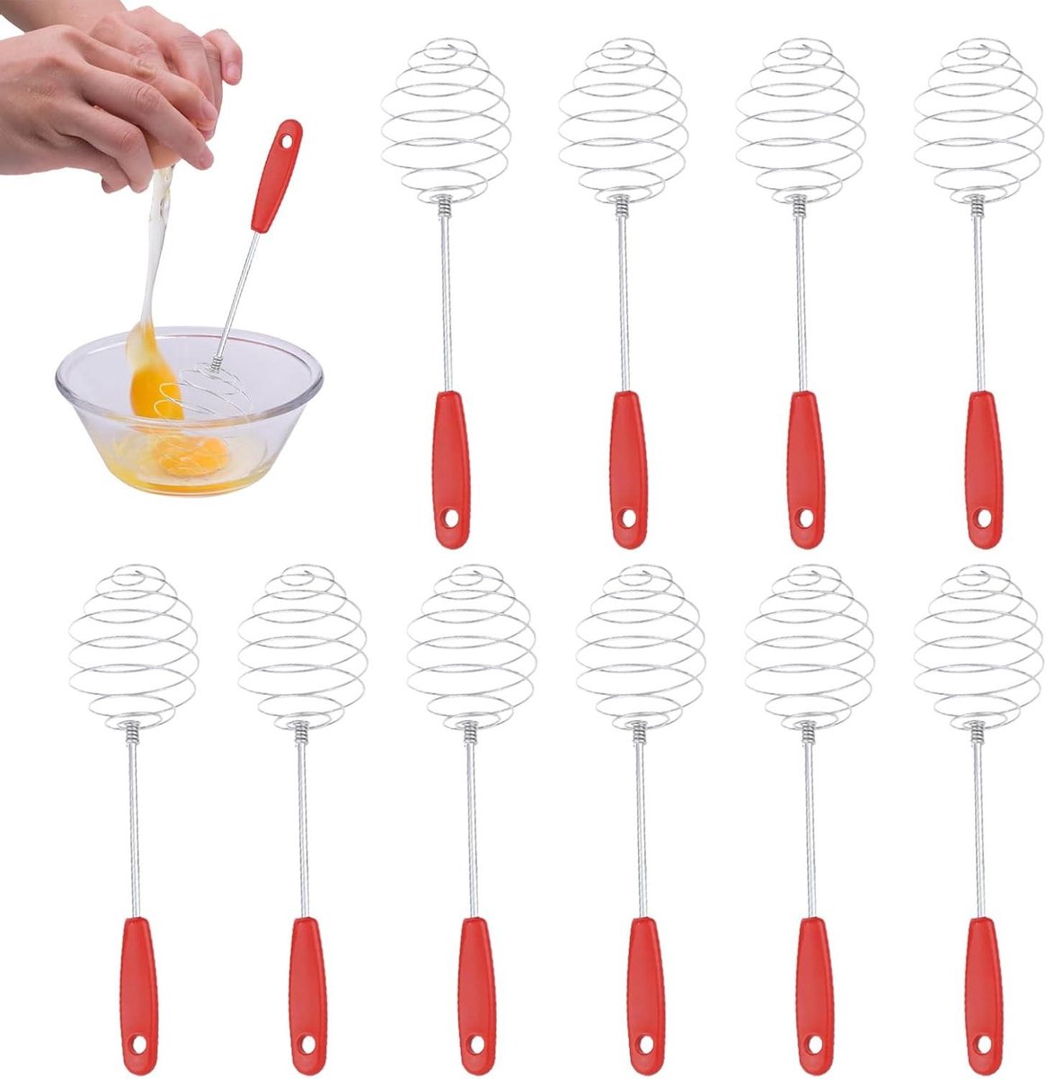 Spiraal Gardes - Keukengarde Menggarde - Bakken en Koken - Roestvrij Staal - 10 stuks - Rood