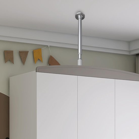 Gordijnstangen zonder boren - Kaststang anti-val - Stabiliseren meubels - Telescopische vering - 46 x 8 cm - Zilver — afbeelding 3