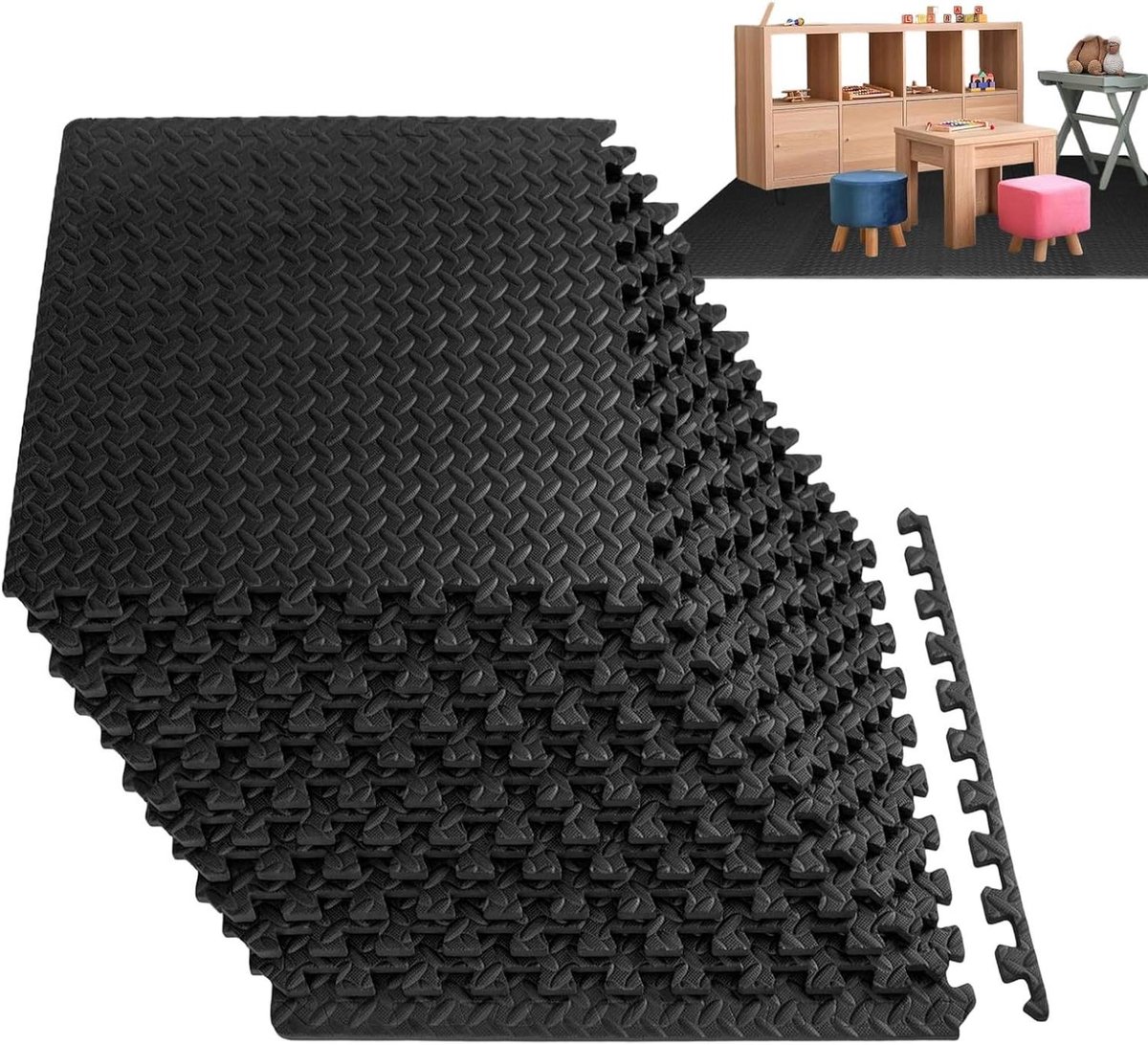 Gym Tegels - Fitnessmatten Puzzel - Thuis Sporten - Gekussend Ondersteuningssysteem - 30x30x1cm - Grijs
