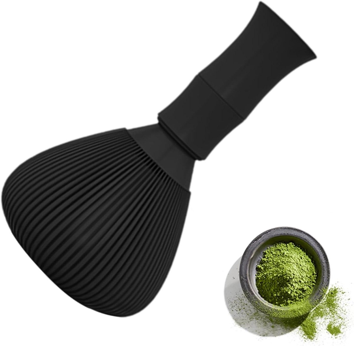 Matcha Klopper - Thee Mixer Borstel - Authentieke Matcha Bereiding - Vaatwasserbestendig Ontwerp - 6 x 12 cm - Zwart
