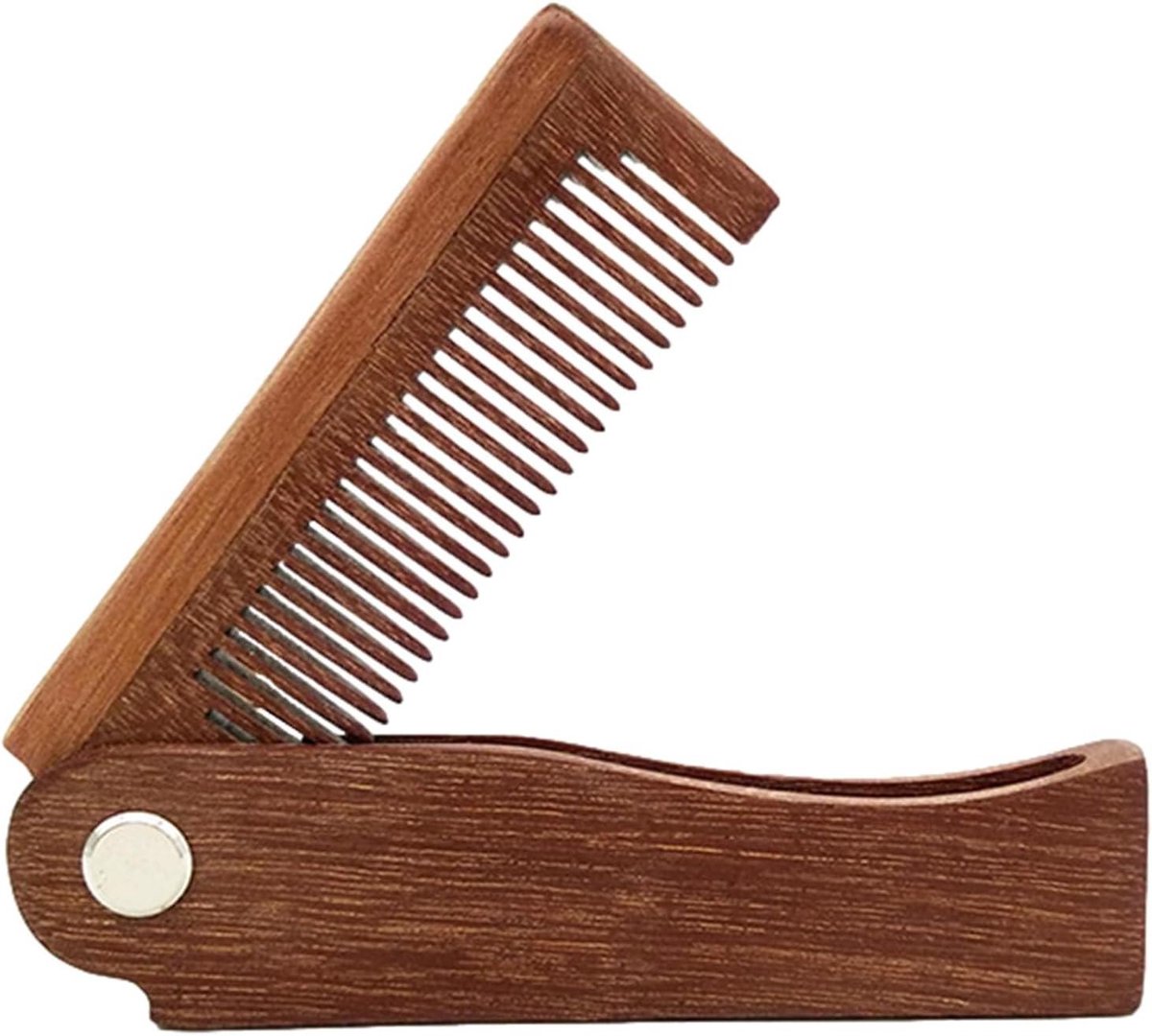 Baardkam Hout - Snorborstel Kam - Baard Stylen - Opvouwbaar Ontwerp - 10 x 4 cm - Houtkleur