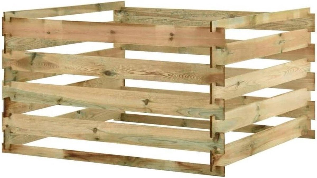Houten Compostbak - Compostvat Tuin - Afval Verwerken - Goede Luchtcirculatie - 120x120x70 cm - Groen