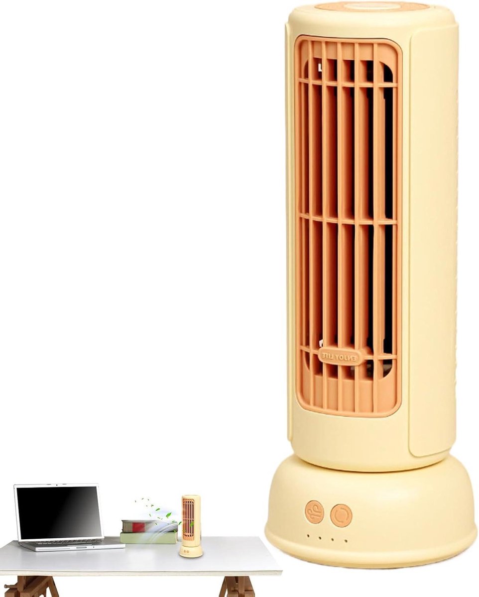 Toren Ventilator - Vloerventilator Krachtige Ventilator - Ruimte Verkoelen - Brede Oscillatiehoek - 26.3 x 10.3 x 26.3 cm - Geel