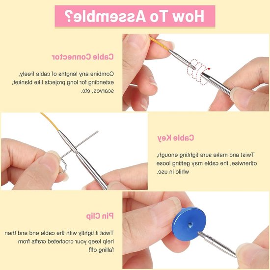 Interchangeable Tunisian Haaknaalden Set met Kabel, 12 Maten van 3mm tot 10mm, Ideaal voor Afghaanse Dekens en Creatief Haken — afbeelding 2
