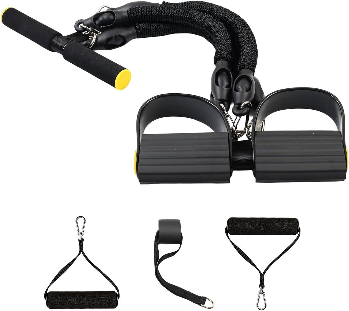 Buiktrainingsapparaat - Weerstandsband set - Spierversterking thuis - 3-in-1 multifunctioneel - 730 g - Zwart