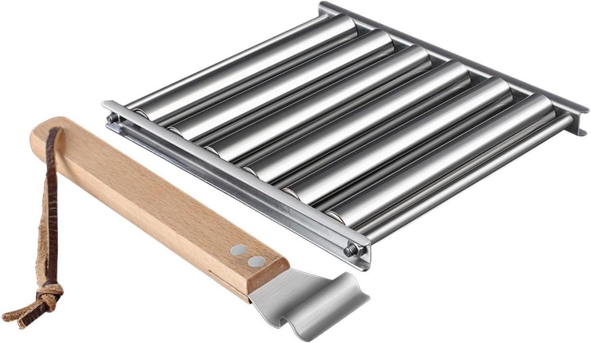 Worst Roller Rack - Grill Houder - Gelijkmatig Grillen - Afneembaar Handvat - 17 cm - Zilver