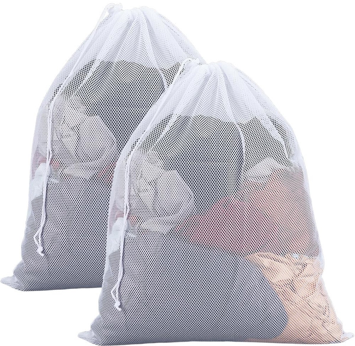 Dailygoods - 2 Stuks Mesh Wasmachine Tassen met Trekkoord voor Delicate Kleding